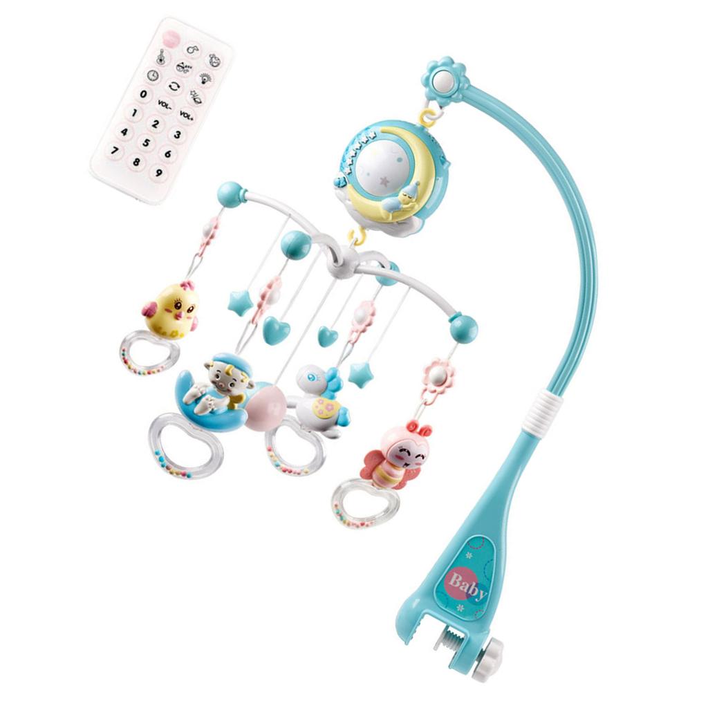 Baby Musikalisches Krippenmobile Hängende Rasseln und Fernbedienungs-Spieluhr mit Musik Nachtlichtern für Junge Mädchen 0-24 Monate