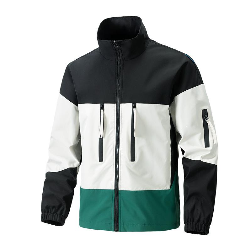 

Повседневная универсальная спортивная куртка для активного отдыха. Свободный и красивый дизайн. Куртка с контрастным цветовым воротником-стойкой. 4XL