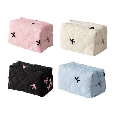 Gesteppte Lippenstift-Organizer-Tasche mit eleganter Schleife Stilvoller und praktischer Make-up-Aufbewahrungsbehälter Kosmetikhalter