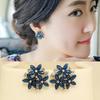 1 Pair New Sweet Color Sweet Small Fresh Flower Zircon Sparkling Diamond Exaggerated Fashion Temperament Earrings Korean Version