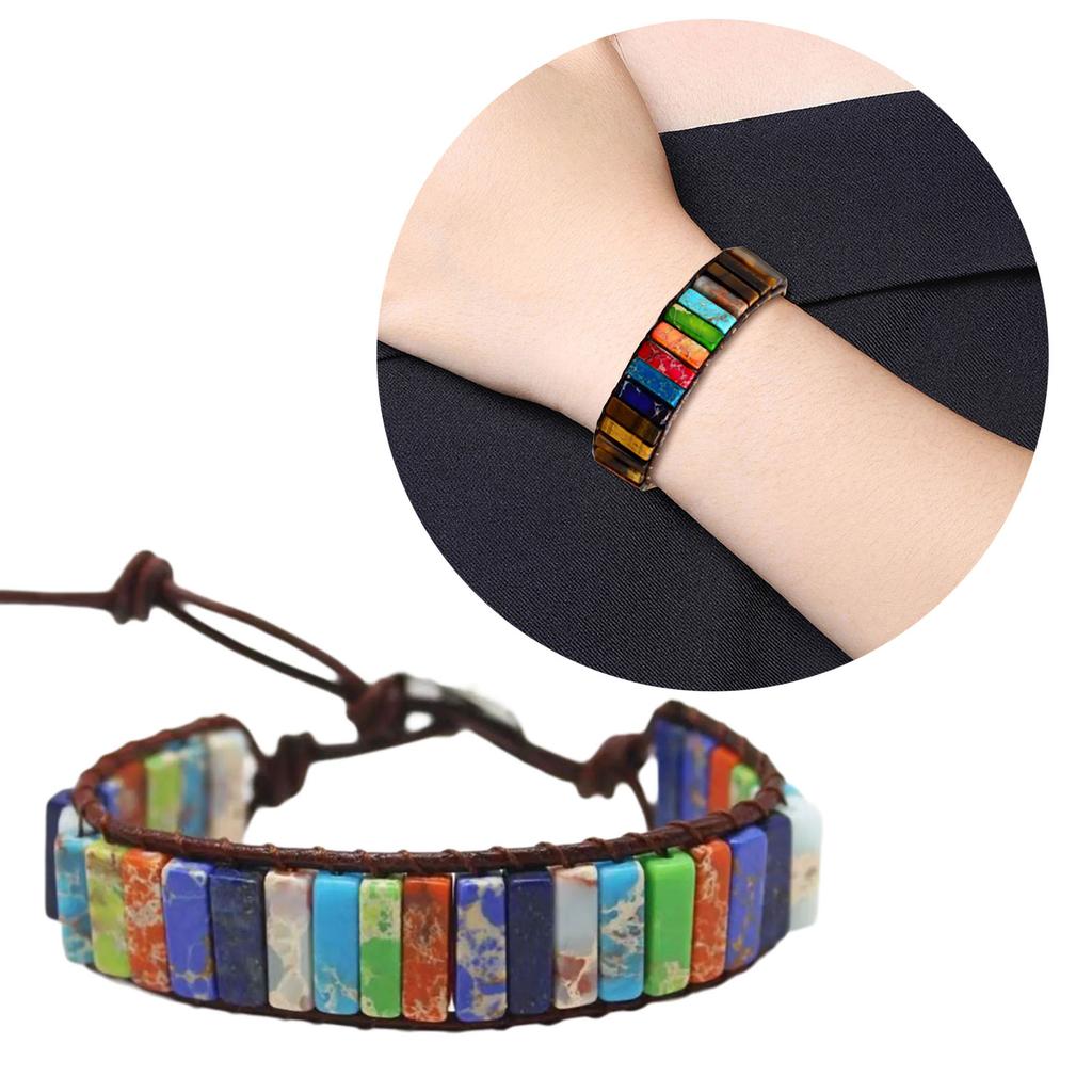 Bohemian Style Handmade Bracelet Colorful Round/Square Clasp Handchain Comfortable Wear Wristband for Fashionable Women