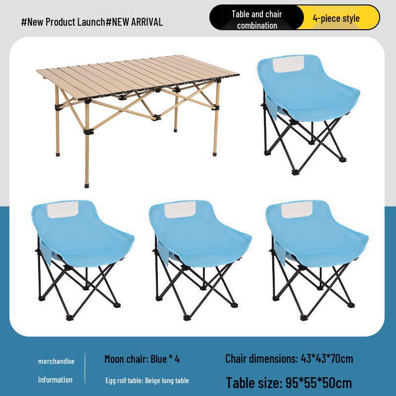 Outdoor Folding Camping Table & High-Back Chair Set