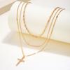 New fashion simple cross pendant multi-layer stacked necklace personalized collarbone chain necklace