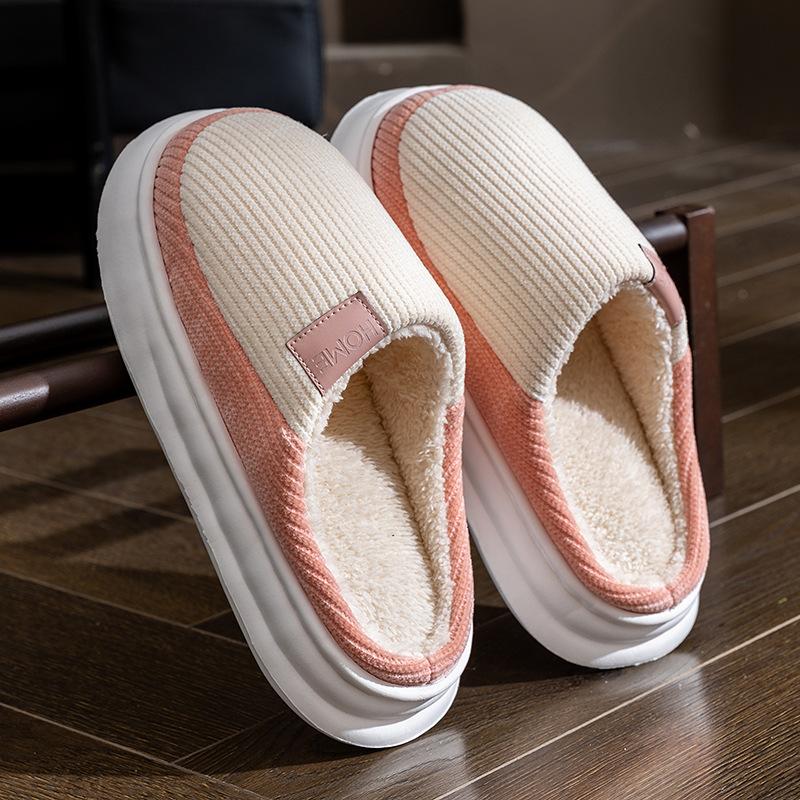 Comfortable Indoor Home Thick Soled Velvet Anti Slip Cotton Slippers