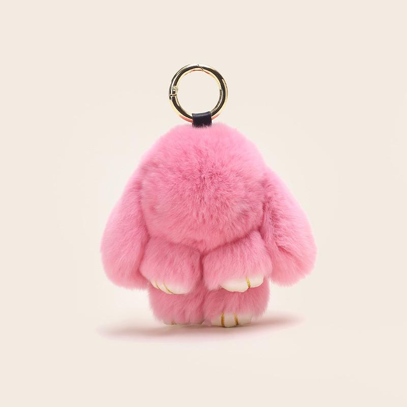 Whimsical Rabbit Plush Fur Keychain Colorful Bunny Gift Accessory For Girls Style