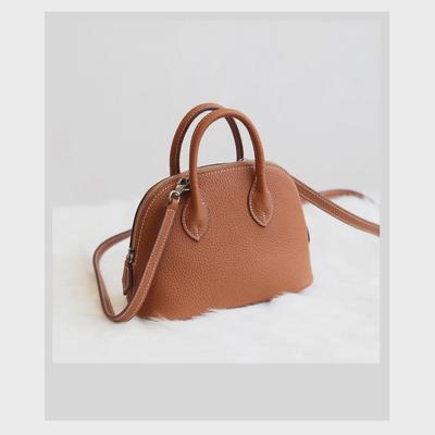 Hochwertige Mini-Bolide-Bowlingtasche aus echtem Rindsleder – Hand-/Schultertasche aus Leder für Damen