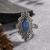 Retro Personality S925 Sterling Silver Inlaid Natural Blue Gold Kyanite Color Baotai Silver Ring Female Nepalese Style Open Ring