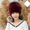 Winter Warm Women Cap Fox Fur and Rex Rebbit Fur Hat Good Elasticity