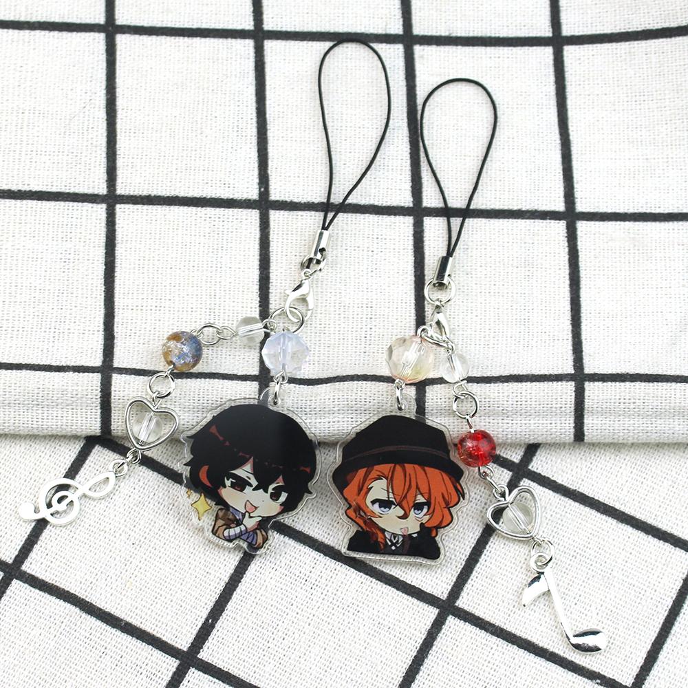 Anime BSD Dazai Osamu and Chuuay Keychain Bungou Stray Dogs Soukoku Inspiration Key Ring Cosplay Accessories Backpack Decor