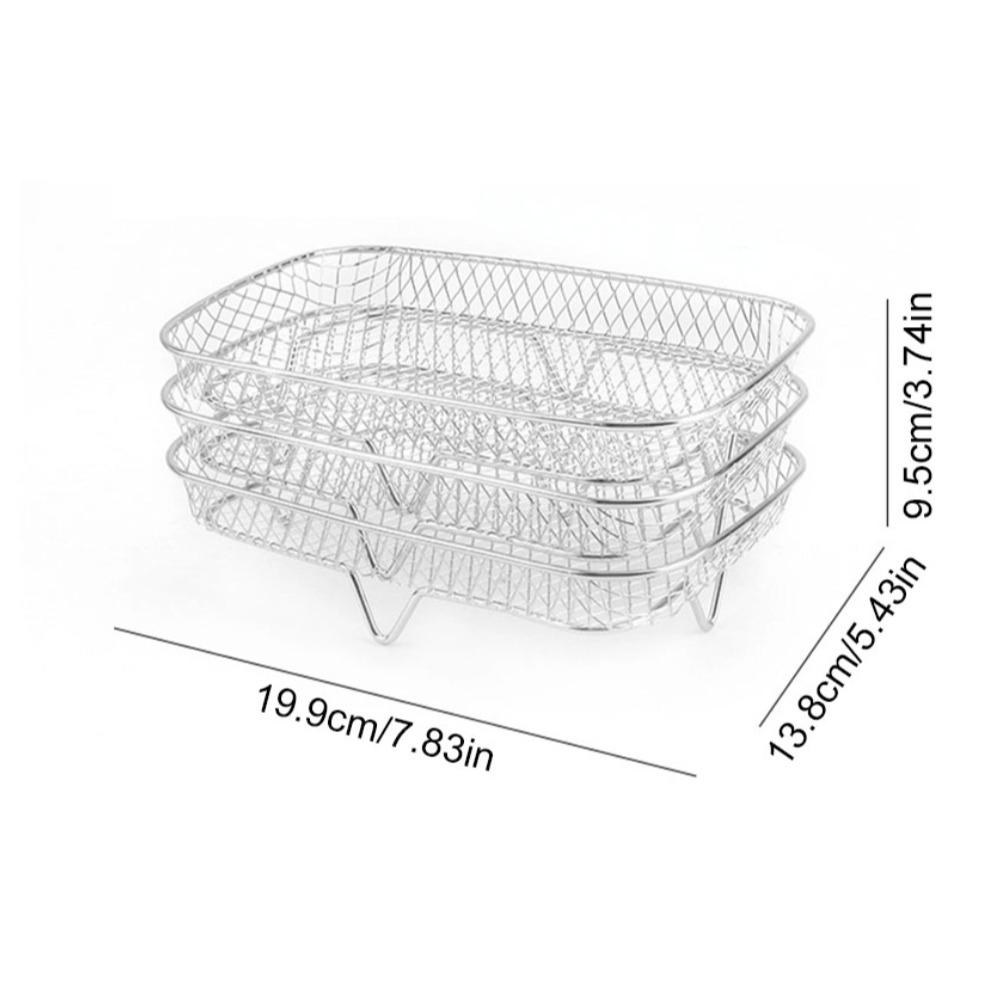 Air Fryer Rack Grilling Rack Basket Stainless Steel 3 Layers Air Fryer Accessories Oven Grill Steamer Stackable Kitchen Gadgets