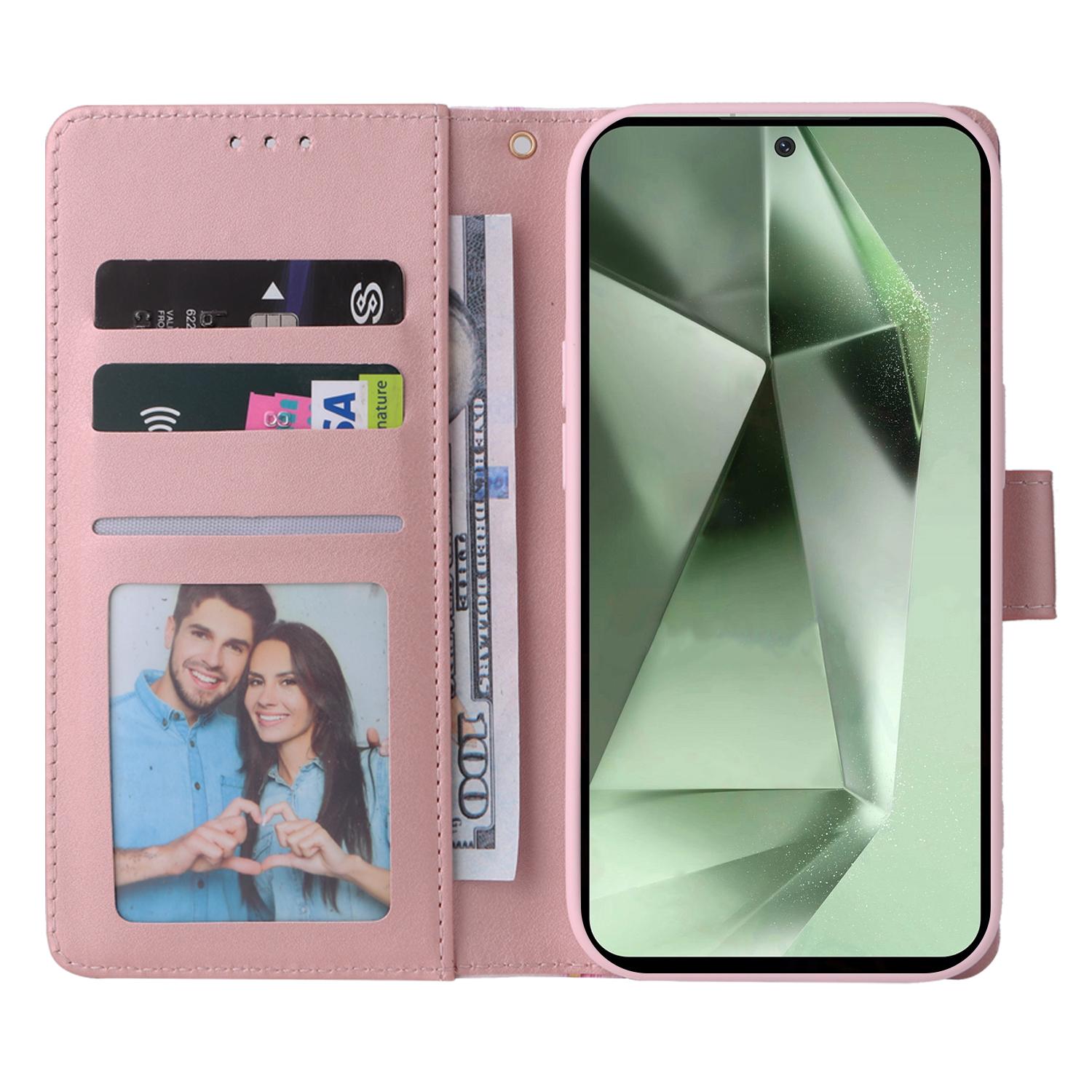 

For Samsung Galaxy S24 FE Case Lacquered Marble Pattern Leather Phone Cover Purple