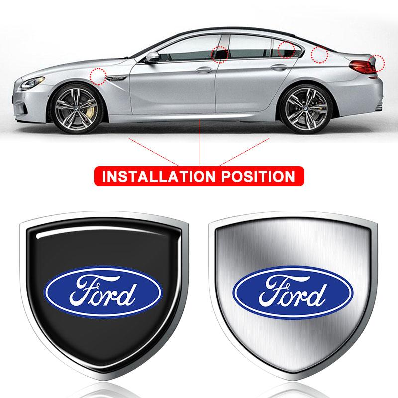1Pcs 3D Metal Auto Door Shield Emblem Car Body Badge Sticker Styling For Ford Focus 2 3 Mondeo Mk3 F150 Fusion Mustang Mk7
