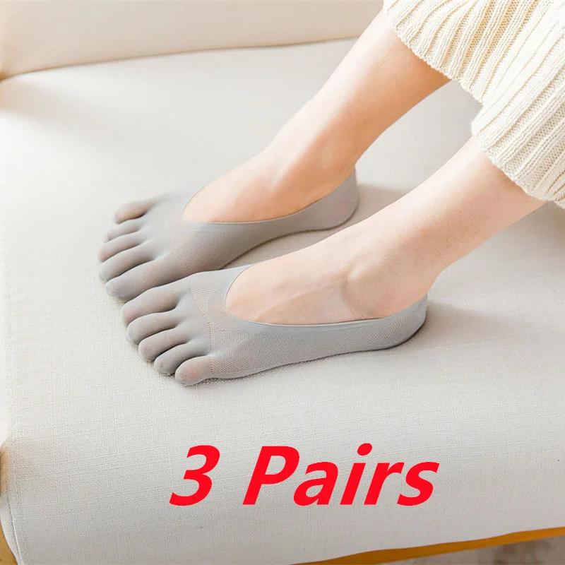 1/3/5 Pairs/Lot Women Summer Five-Finger Socks Ultrathin Funny Toe Invisible Boat Sokken Silicone Breathable Short Low Ankle Sox