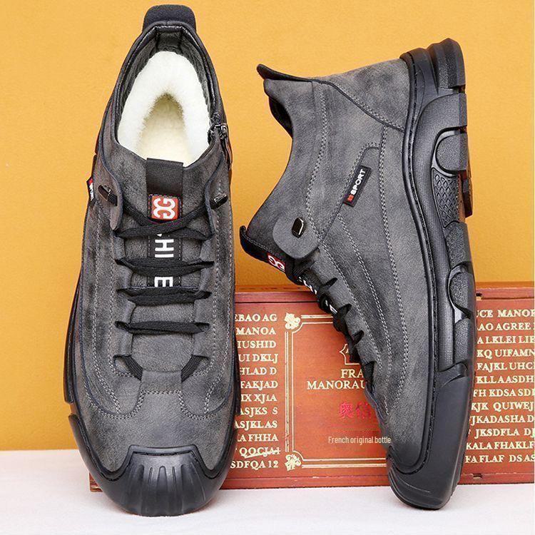 Men's Winter Cotton Martin Boots - Warm, Wear-Resistant, Versatile, Thick-Soled Velvet Snow Boots for Sports and Leisure