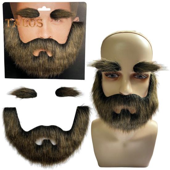 Fake Mustache And Eyebrow Set Self-Adhesive Fake Beard Costume Accessory Cosplay Prop for Masquerade Theater Stage