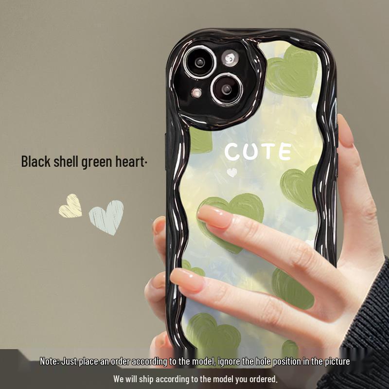 

Compatible iPhone 13/14 Pro Max Silicone Case with Green Heart Chain iPhone 13 Mini