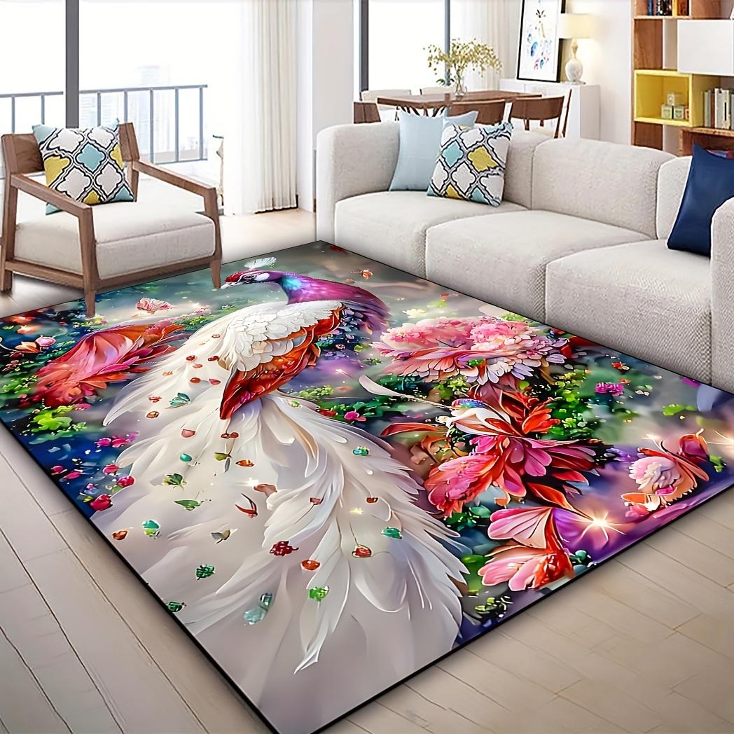 

Золотой Бриллиантовый Бархат Плюшевый Ковер Роскошный Павлиний Цветочный Дизайн Нескользящая Основа Машинная Стирка Спальня Общежитие Гостиная 60*90cm