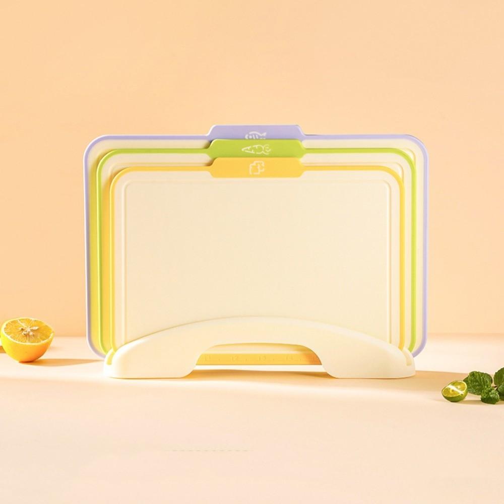 

3Pcs Multi-Purpose Cutting Board with Storage Stand Non-Slip Chopping Board Plastic Double Sides Vegetable Cutting Board