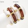 4 Pcs Bamboo Tube Resin Bracelet Set For Women Acrylic Curved Tube Bracelets Plated Stackable Wristband Trendy Boho Jewelry