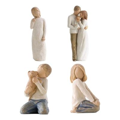 Detailní rodinná figurka Ručně vyráběná Pryskyřice Dekorace Řezba Texturovaná Miniaturní soška Vhodná pro různé styly interiéru