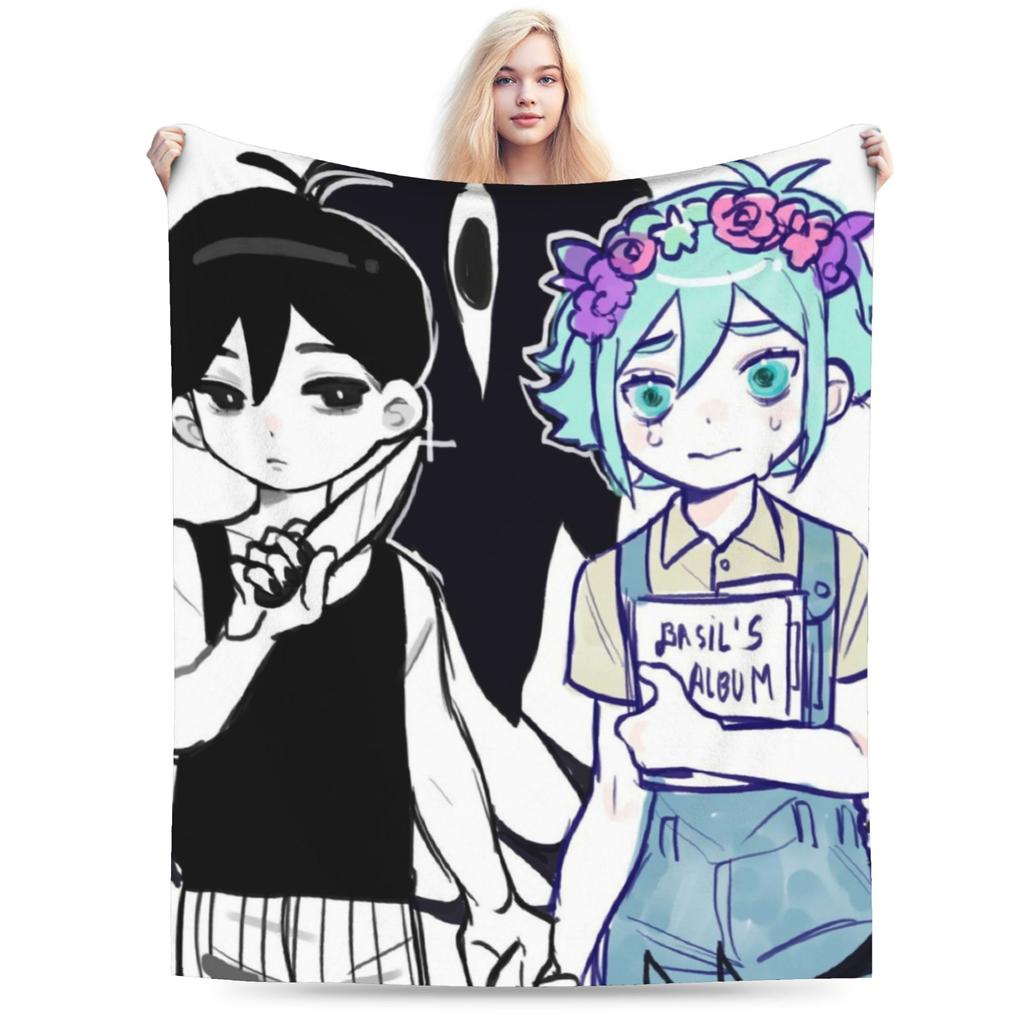 Omori Anime Blankets Velvet Summer Horror Game Multi-function Ultra-Soft Throw Blankets for Home Outdoor Bedspread