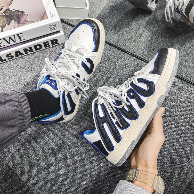 

Теннисная модная мужская обувь осенняя мужская спортивная обувь с буквенным принтом персонализированная женская обувь трендовая обувь для скейтбординга пара теннисная обувь Tenis De Mujer 35 синий