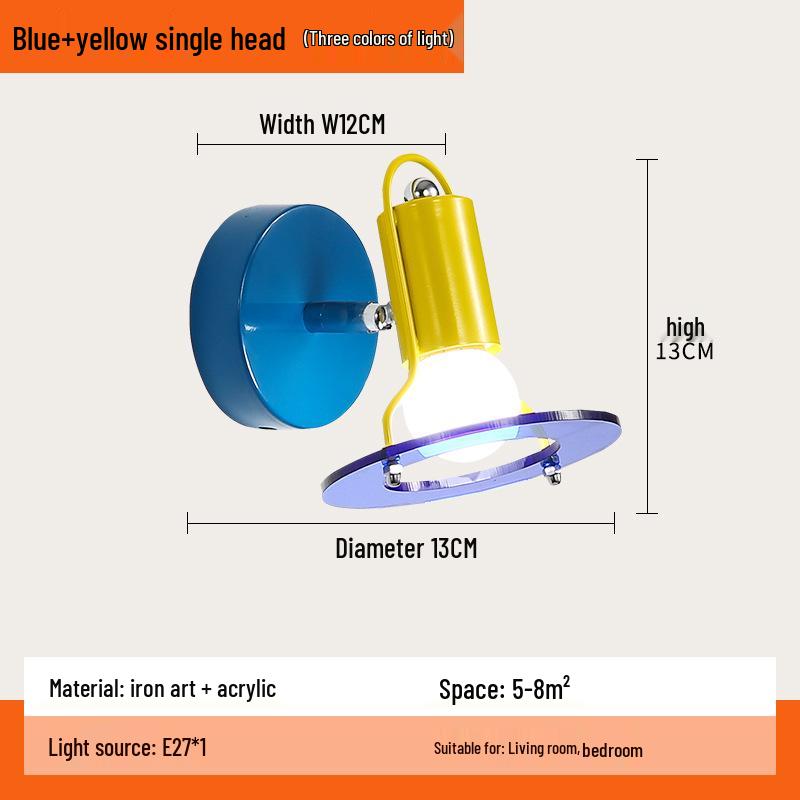 

Memphis Mid-Century Inspired Bedside Lamp: Cartoon Design for Children s Room or Study Includes LED Three-color Light