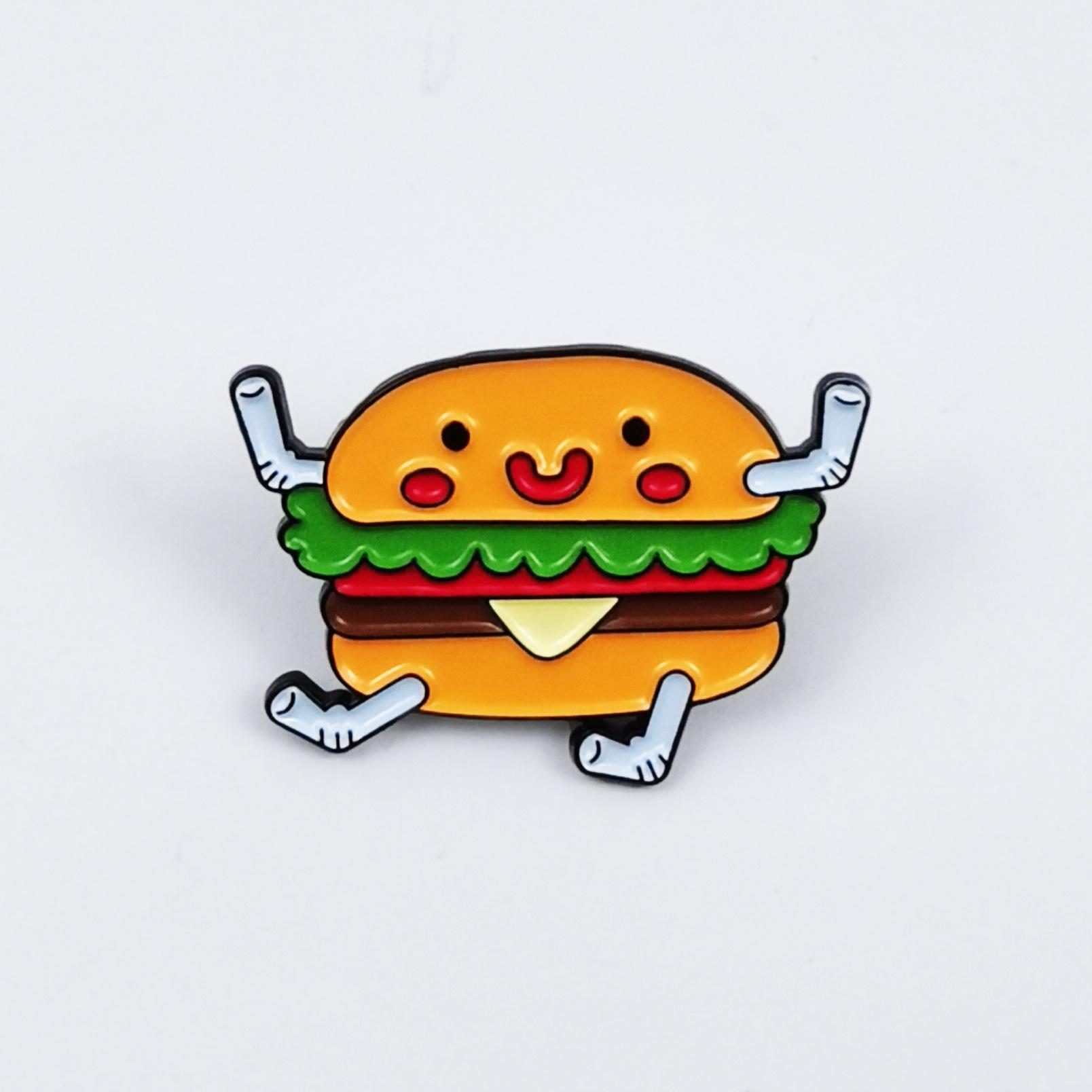 Cartoon Hamburger Car Toy Brooch - Cute, Fun Alloy Badge for Backpack Decoration