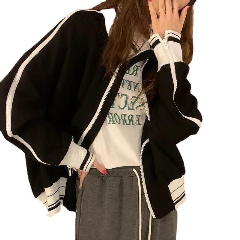 Women's Petite College Style Fleece Baseball Jacket - Cozy, Loose, Casual for Autumn/Winter