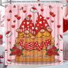 Nidoul Valentines Day Shower Curtain Gnome Valentine's Day Shower Curtain for Bathroom Valentine Romantic Red Heart Aesthetic Fabric Waterproof Cute