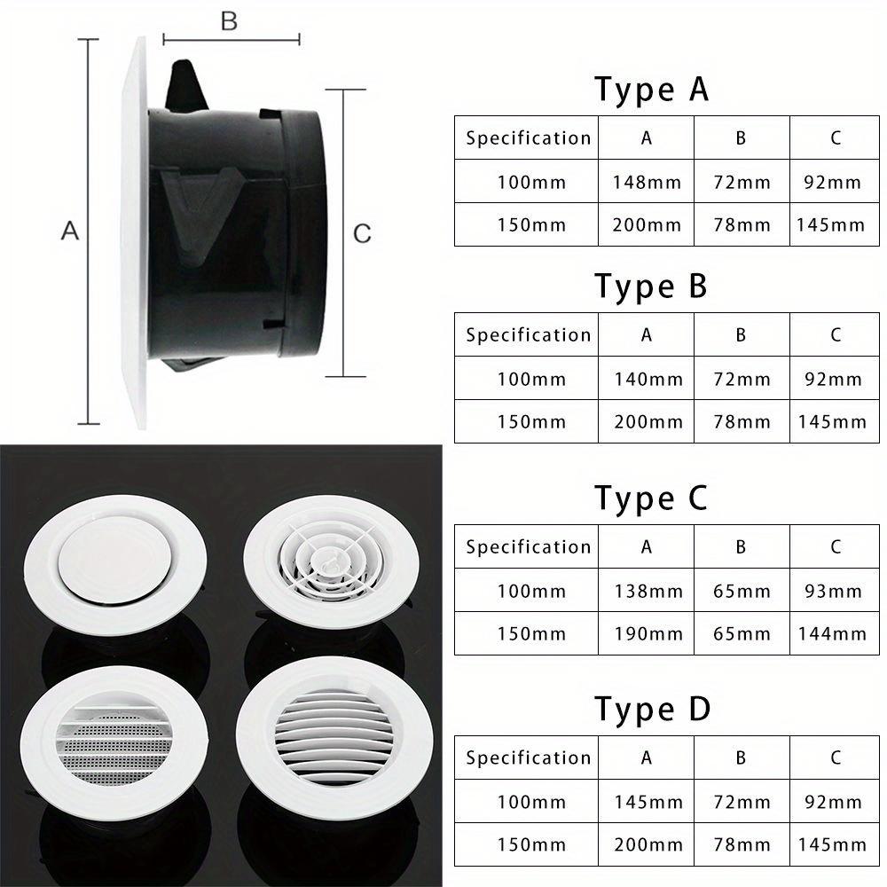 4 Types White Air Vent Extract Valve Grille Air Circulation Vents Cover 100/150mm Round Ducting Ventilation Cover Various Shapes