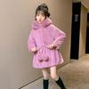 Girls' Woolen Sweater Jacket Quilted Winter Style Imitation Rabbit Fur Children's Warm Winter Coat Korean Style Thick Cotton Coat