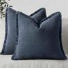 Decorative Linen Fringe Throw Pillow Cover Boho Farmhouse Cushion Cover with Tassels Soft Accent Pillowcase for Living Room Home