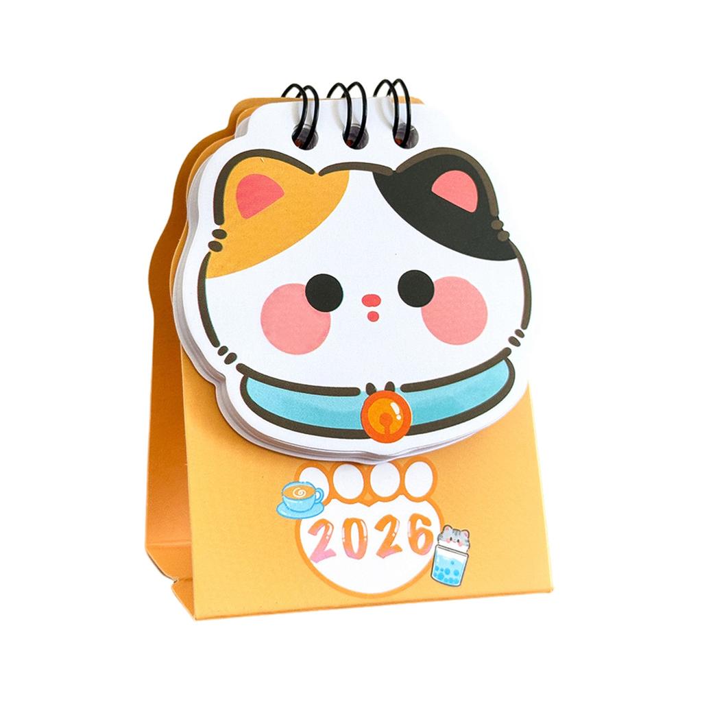 2026 Desk Calendar Cute Cat Themed Mini for Students Double Coil Design Small Format Calendar Whimsical Illustration Student