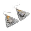 Natural Fossil Coral Gemstone 925 Sterling Silver Jewelry Earring 1.81" ZS-1325
