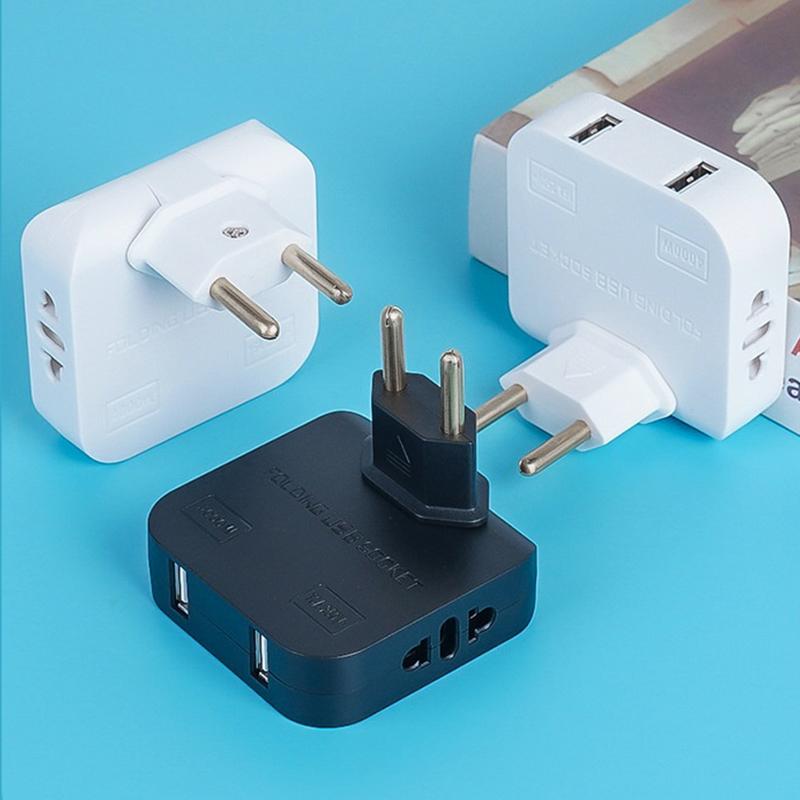 Eu Plug Adapte 4 In 1 Wall Outlet Extension Eu Electrical Socket 180 Degree Plug Adapter Travel Aadapter Portable Power Converte