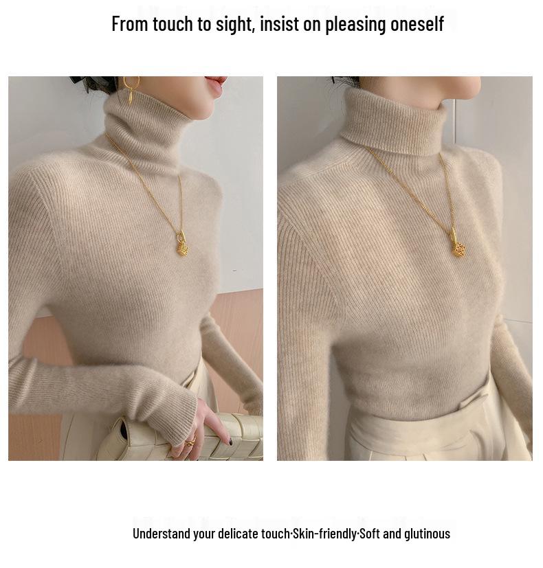 Ladies' Slim Fit Cashmere Sweater - Autumn/Winter High Neck Pullover Knitwear