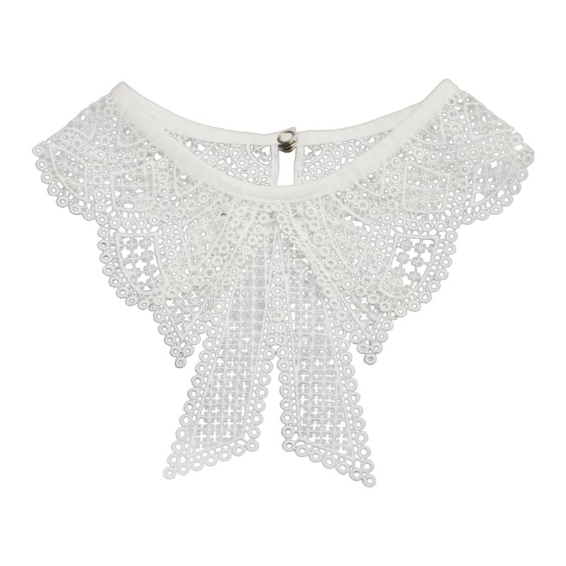 Women Elegant Embroidery Lace Neckline Fake Collar False Bowtie Bowknot Detachable Collar Fashion Clothing Accessories