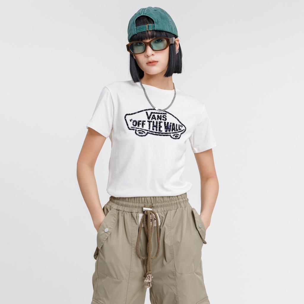 Vans Logo Printed Round Neck Comfortable Fashion Pullover American Vintage Short Sleeve T-Shirt Women Tops Off-White VN0A7Q273KS
