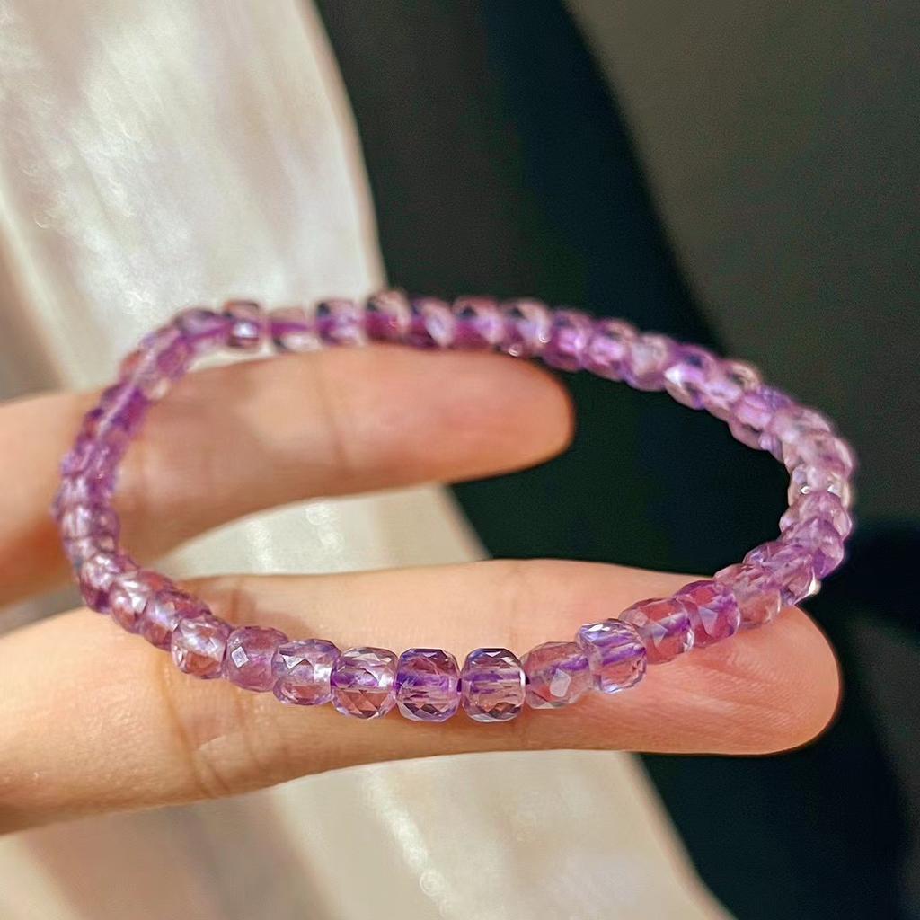 Retro Natural High-Quality Amethyst Cut Square Bracelet Women'S Fashion Niche Design Bracelet