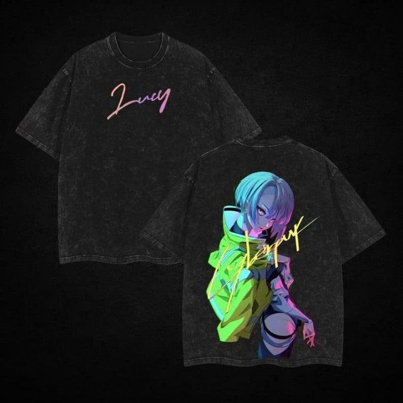 Anime Vintage Washed Cyberpunk Anime T-Shirt, Gift for Anime Lover, Anime Fan Sh