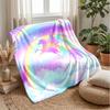 Flying Unicorn Rainbow Theme Blanket Lightweight Warm Flannel Blanket Decorative Throw Blanket for Home Decoration