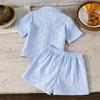 Girls' Fashionable Blue Summer Set: Children's Casual Polo Shirt and Shorts Two-Piece Set