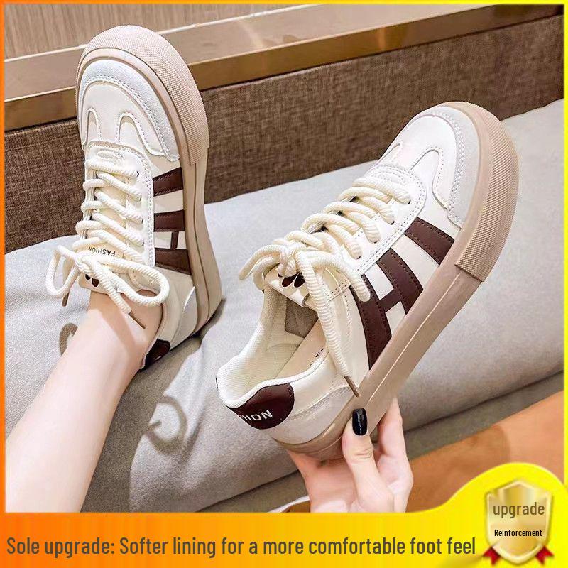 Women's 2025 Retro White Thick-Soled Sneakers: Stylish Height-Increasing Casual Sport Shoes for Summer & Autumn