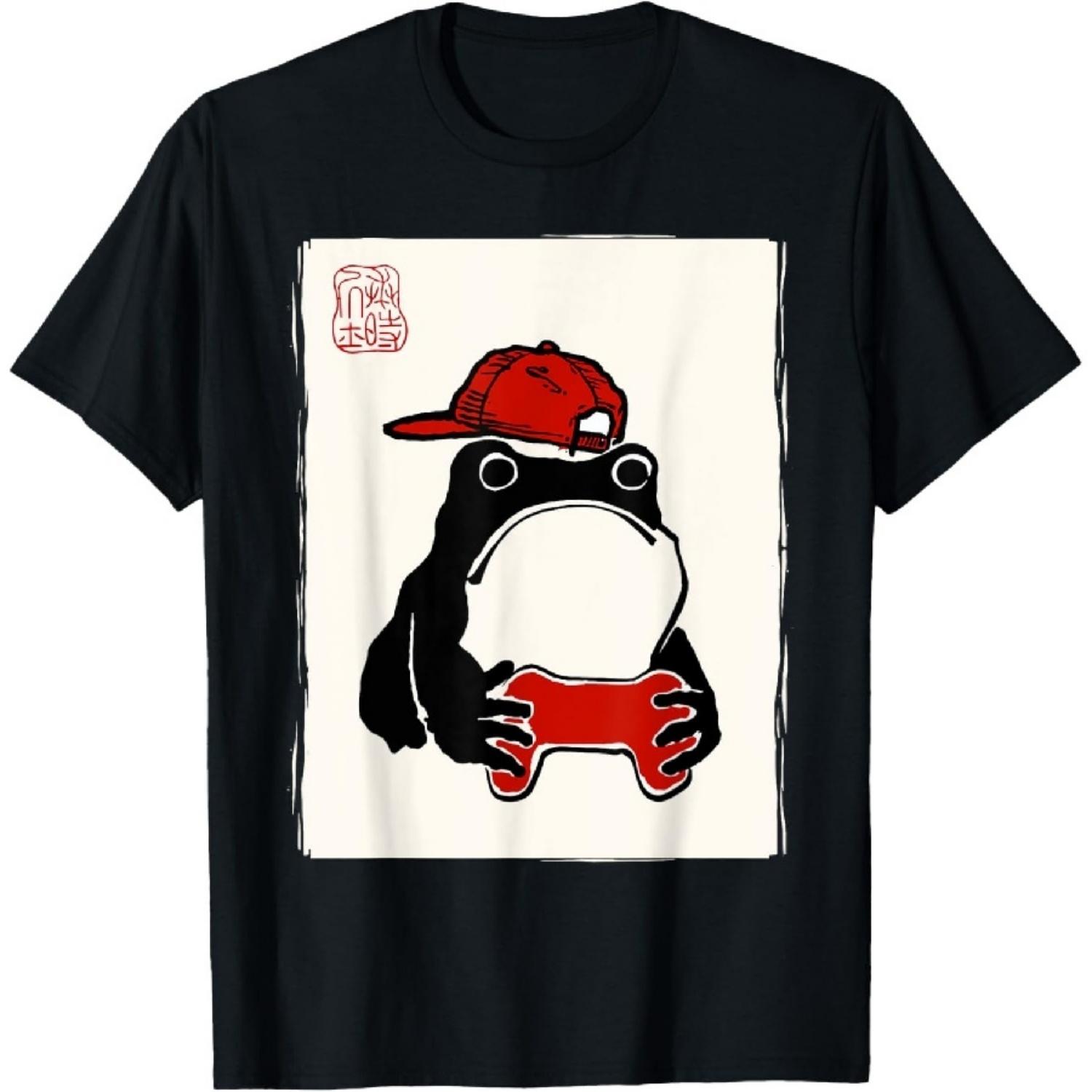 

Похмура Жаба Геймер Бро Живопис тушшю Японська Смішна Геймерська Футболка XXXXXL чорний