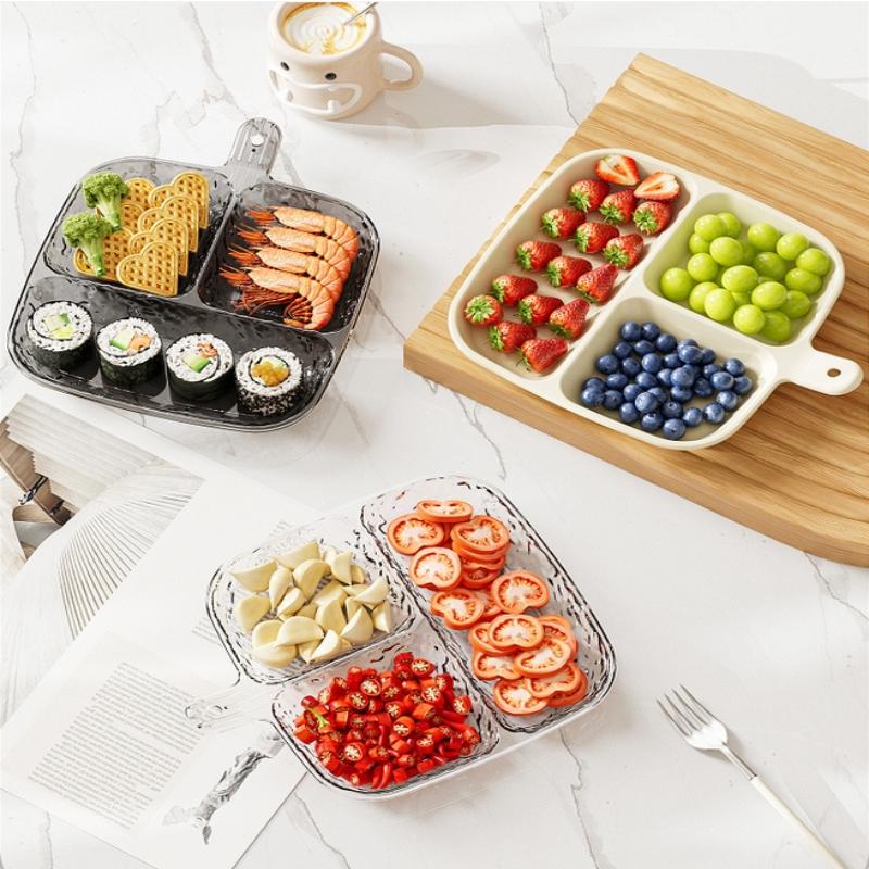 3/5/6 Grids Korean Style Fruit Plates Dining-Table Divided Seasoning Plate Refrigerator Dessert Storage Box Kitchen Gadget