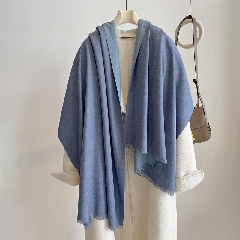 Luxury Winter Cashmere Scarf Women Two Colours Handkerchief Warm Pashmina Female Shawl Wrap Soft Pareo Bufanda Scarves Stole