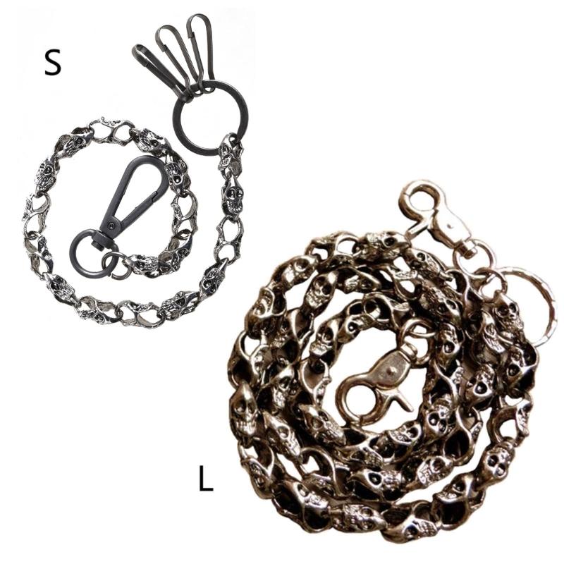 Biker-Decor Skull Wallet Chain with Hook Snap Closure Punk Skull Trouser Chain Hip-hop Cool Style Pant Chain Ornament