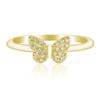 Women Ring Geometric Shiny Rhinestone Inlaid Sparkling Electroplating Butterfly Shape Engagement Wedding Ring Jewelry