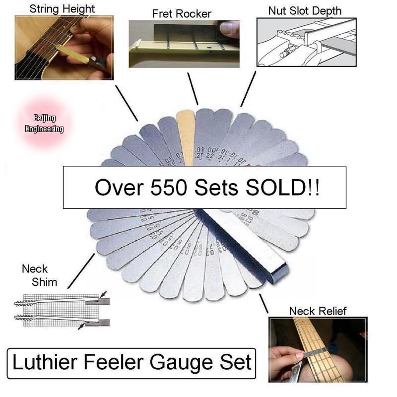 32-Piece Copper Valve Feeler Gauge Set (0.04-0.88mm) for Guitar - Micrometer Shims (.0015-.035 Inch)